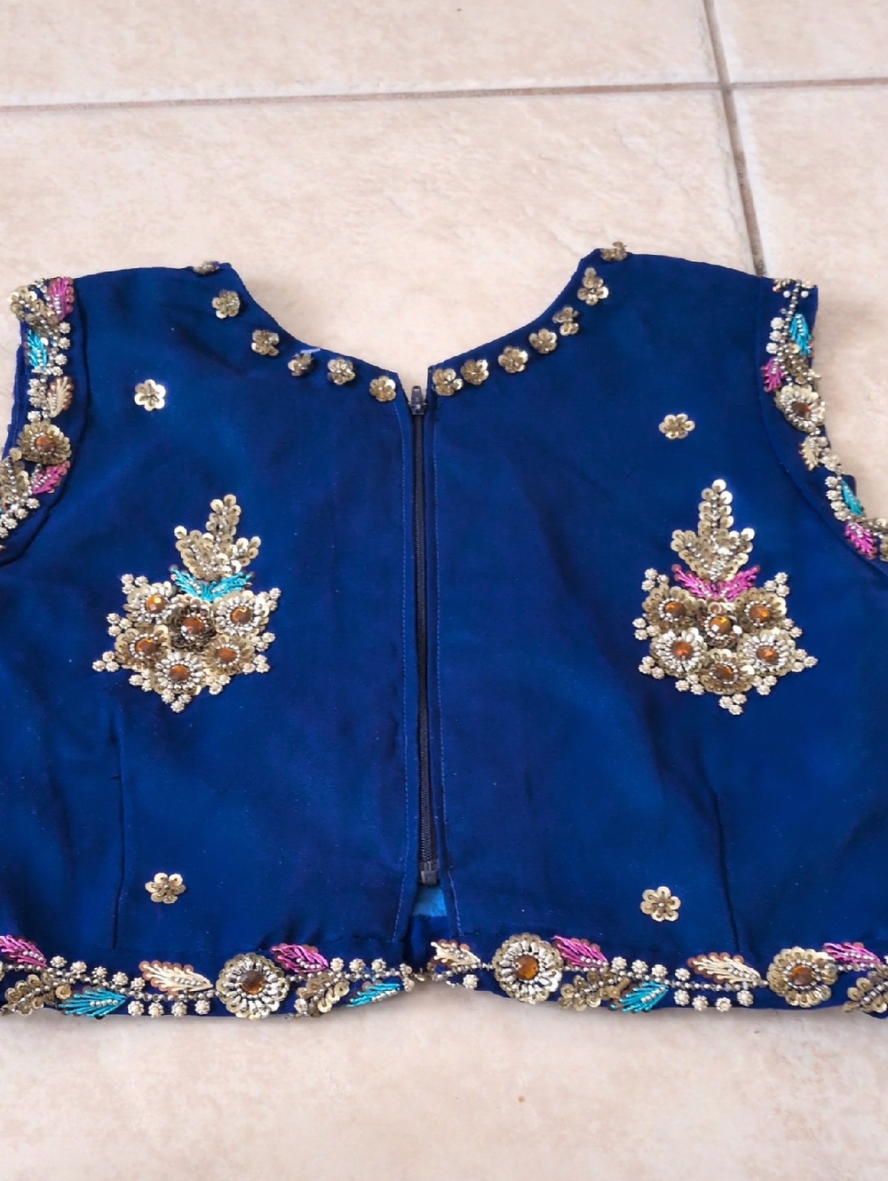 Handmade 2 Piece Blue Embellished Indian Dress Lehenga Size Small - Picture 11 of 12